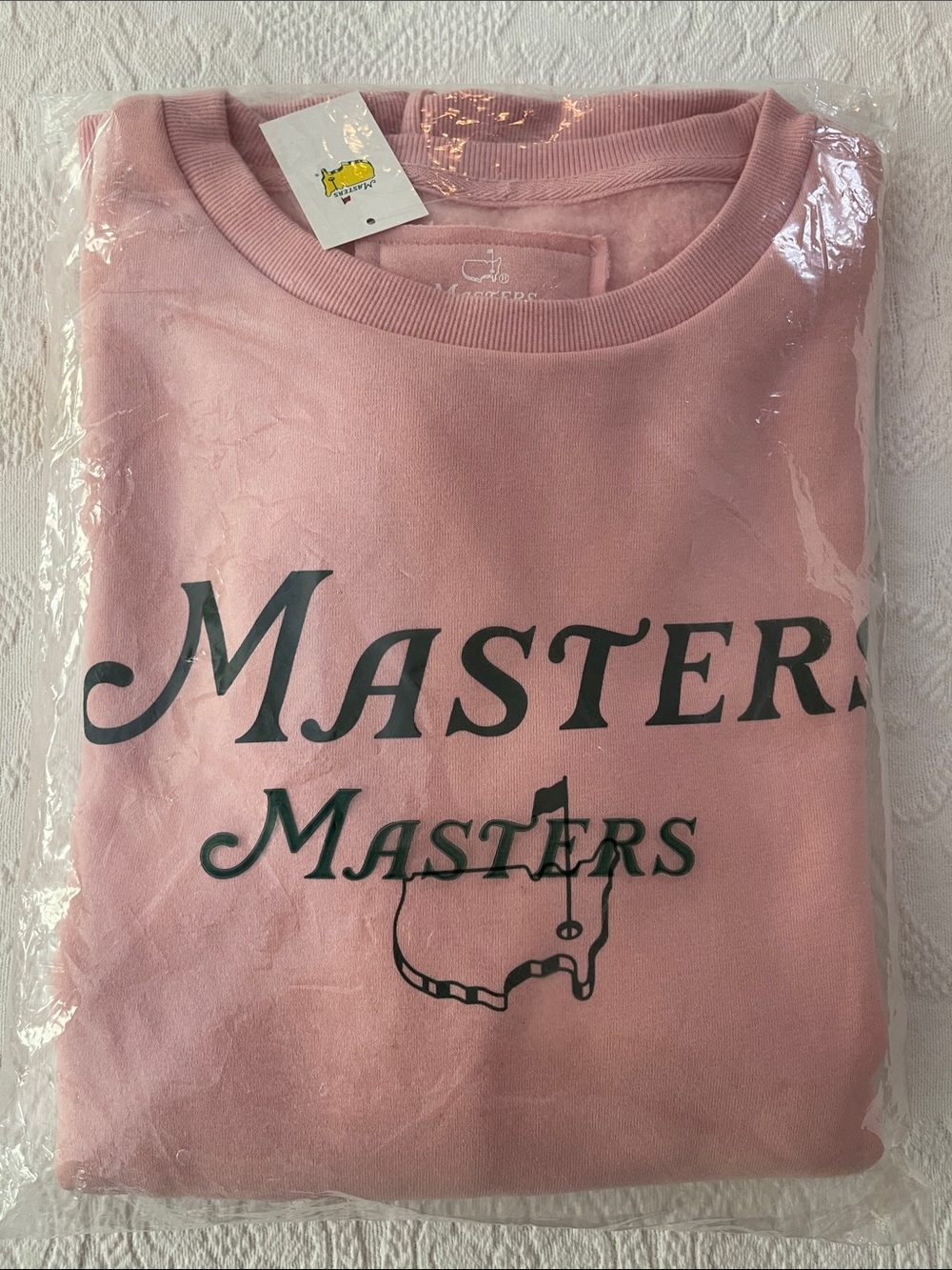 Masters Pink Crewneck Sweatshirt with Green Logo Size Large